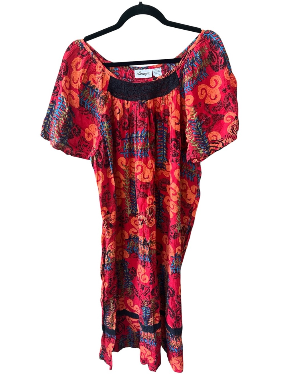 Loungees Like New 1X Cotton Warm Color Floral House Dress